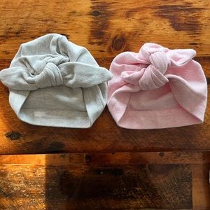 Newborn infant cotton hats, set of 2